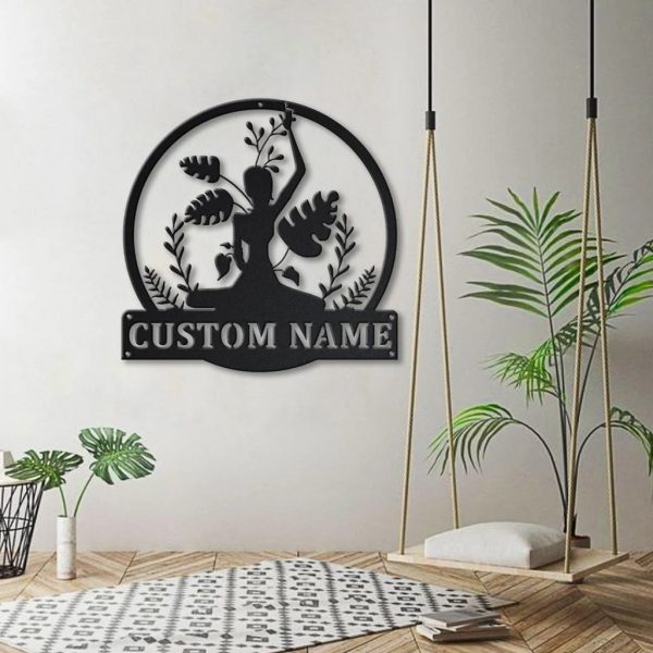 Personalized Yoga Metal Name Sign Yoga Room Decor Gift for Yoga Lover