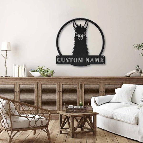 Personalized llama Metal Sign Art Home Decor Gift for Animal Lover