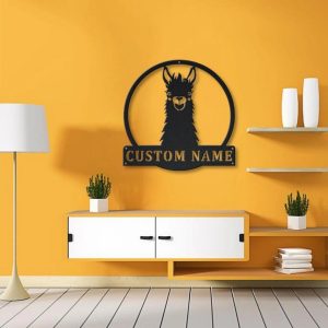 Personalized llama Metal Sign Art Home Decor Gift for Animal Lover 3