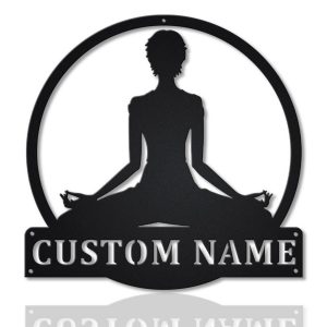 Personalzied Yoga Meditation Metal Sign Decor Room Gift for Yoga Lover