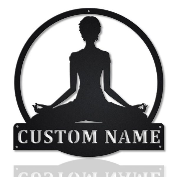 Personalzied Yoga Meditation Metal Sign Decor Room Gift for Yoga Lover