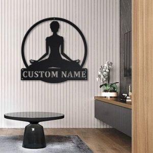 Personalzied Yoga Meditation Metal Sign Decor Room Gift for Yoga Lover