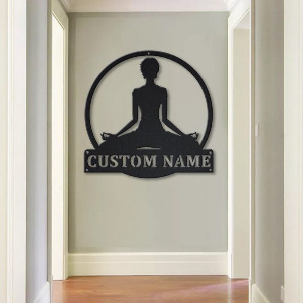 Personalzied Yoga Meditation Metal Sign Decor Room Gift for Yoga Lover