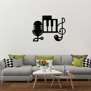 Piano and Notes Music Metal Art Laser Cut Metal Sign Music Wall Decorations 1