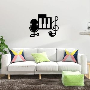 Piano and Notes Music Metal Art Laser Cut Metal Sign Music Wall Decorations 2