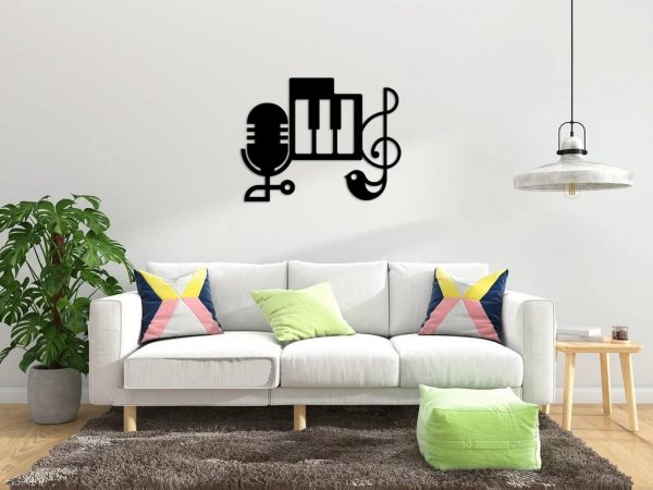 Piano and Notes Music Metal Art Laser Cut Metal Sign Music Wall Decorations
