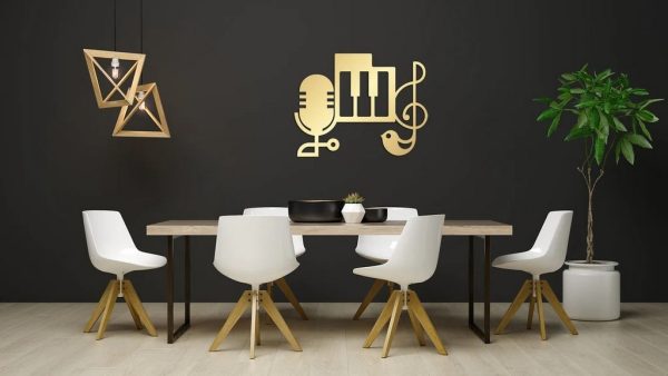 Piano and Notes Music Metal Art Laser Cut Metal Sign Music Wall Decorations