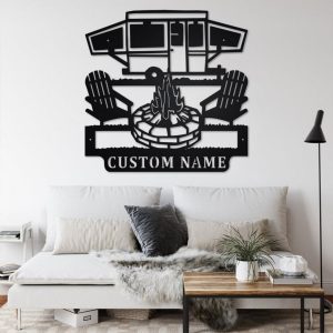 Pop Up Camper Metal Wall Art Personalized Metal Name Sign Camping Campfire Signs Decor Home Outdoor