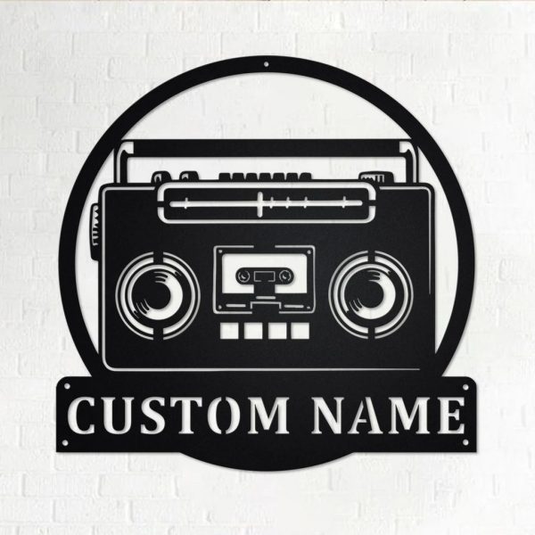 Retro Radio Metal Art Personalized Metal Name Sign Music Room Decor