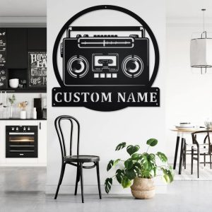 Retro Radio Metal Art Personalized Metal Name Sign Music Room Decor