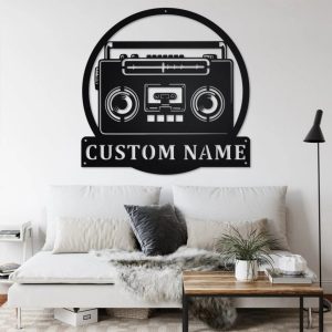 Retro Radio Metal Art Personalized Metal Name Sign Music Room Decor 3