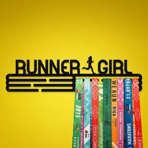 Runner Girl Medal Hanger Display Wall Rack Frame With 12 Hooks Gift for Women