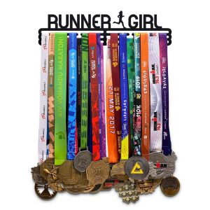 Runner Girl Medal Hanger Display Wall Rack Frame With 12 Hooks Gift for Women 3