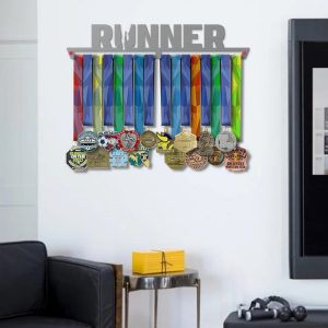 Runner Medal Hanger Display Wall Rack Frame for Athlete, Running Lover