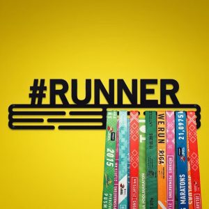Runner Medal Hanger Holder Display Wall Rack Frame With 12 Hooks For Running Lover