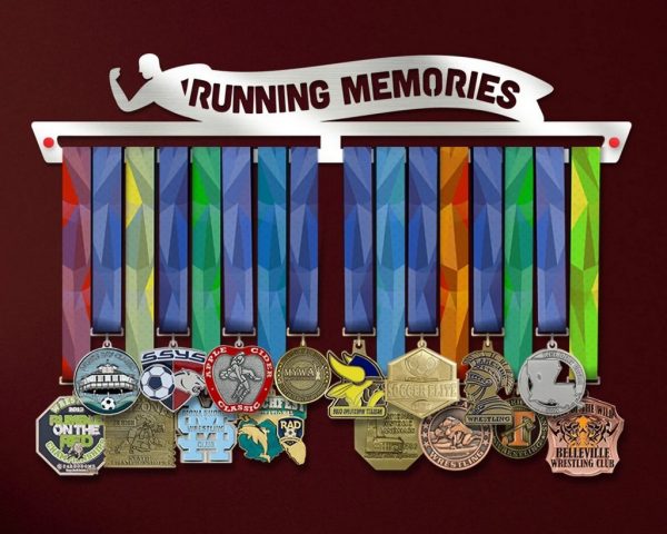 Running Memories Medal Hanger Display Wall Rack Frame for Athlete, Runner