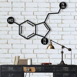 Serotonin Molecule Metal Wall Art Laser Cut Metal Sign Science Art Chemistry Art Decor for Room 1
