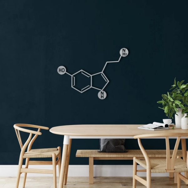 Serotonin Molecule Metal Wall Art Laser Cut Metal Sign Science Art Chemistry Art Decor for Room