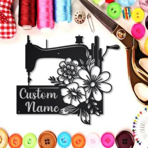 Sewing Machine Signs Personalized Metal Name Sign Sewing Room Decor Gifts For Sewers