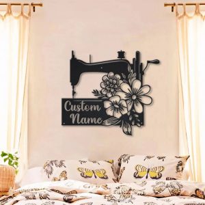 Sewing Machine Signs Personalized Metal Name Sign Sewing Room Decor Gifts For Sewers 3