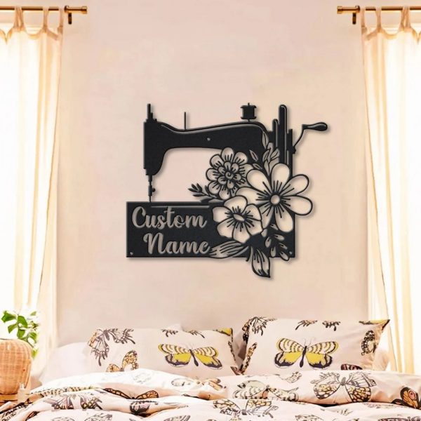 Sewing Machine Signs Personalized Metal Name Sign Sewing Room Decor Gifts For Sewers