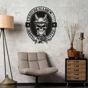 Skull Tattoo Personalized Metal Signs Custom Name Tattoo Studio Sign Decor 1