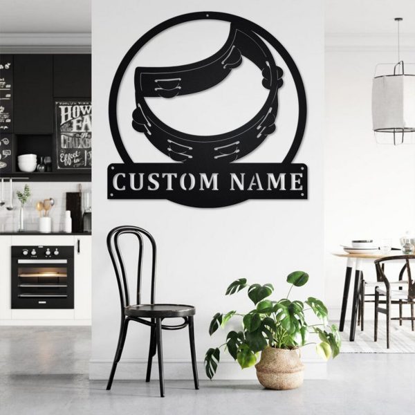 Tambourine Musical Instrument Metal Art Personalized Metal Name Sign Music Room Decor