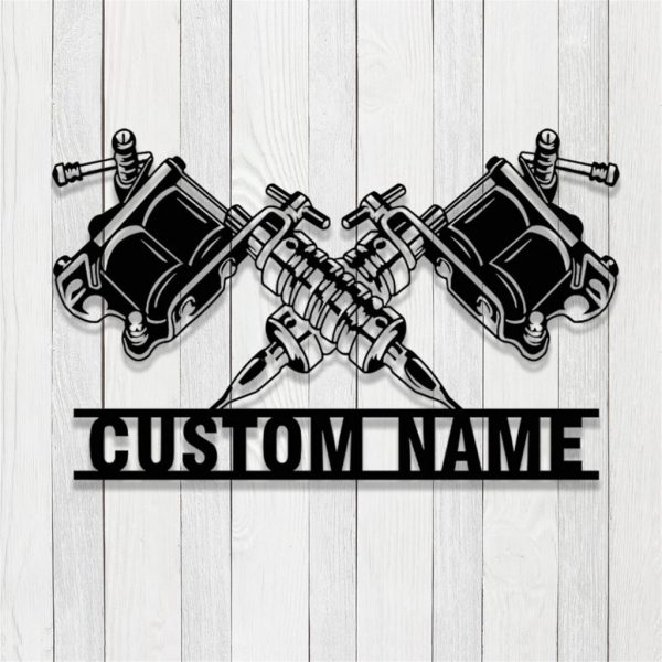 Tattoo Machine Sign Personalized Metal Signs for Tattoo Studio Decor Tattoo Artist Gifts