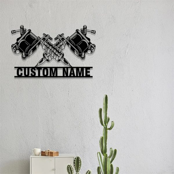 Tattoo Machine Sign Personalized Metal Signs for Tattoo Studio Decor Tattoo Artist Gifts