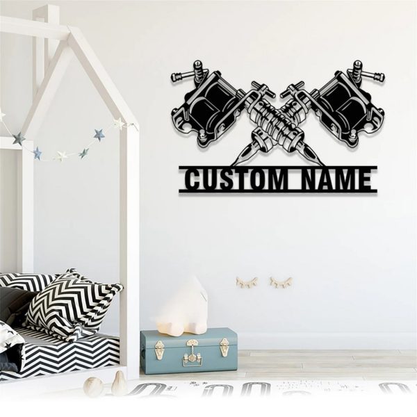 Tattoo Machine Sign Personalized Metal Signs for Tattoo Studio Decor Tattoo Artist Gifts