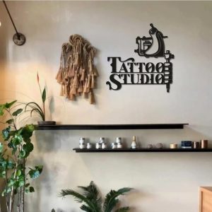 Tattoo Metal Wall Art Custom Laser Cut Metal Signs Decor Tattoo Studio 3