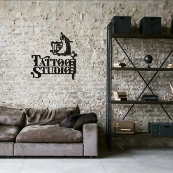 Tattoo Metal Wall Art Custom Laser Cut Metal Signs Decor Tattoo Studio