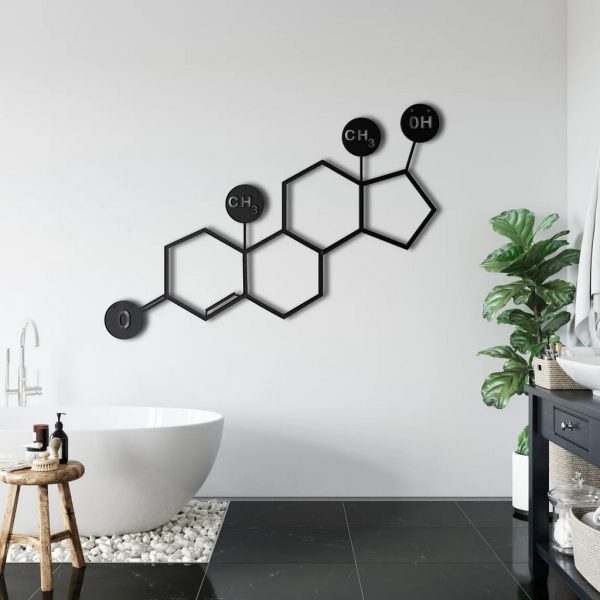 Testosterone Molecule Metal Wall Art Laser Cut Metal Sign Biology Chemistry Art Decor for Room