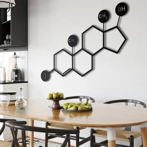 Testosterone Molecule Metal Wall Art Laser Cut Metal Sign Biology Chemistry Art Decor for Room 2