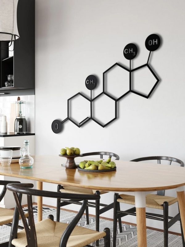 Testosterone Molecule Metal Wall Art Laser Cut Metal Sign Biology Chemistry Art Decor for Room