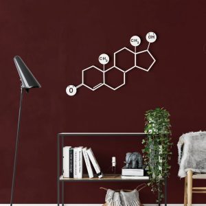 Testosterone Molecule Metal Wall Art Laser Cut Metal Sign Biology Chemistry Art Decor for Room