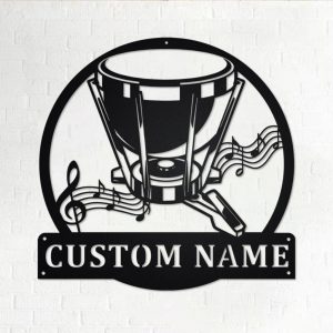 Timpani Drum Metal Art Personalized Metal Name Sign Music Room Decor Gifts for Drum Lover 1