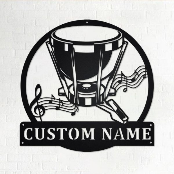 Timpani Drum Metal Art Personalized Metal Name Sign Music Room Decor Gifts for Drum Lover