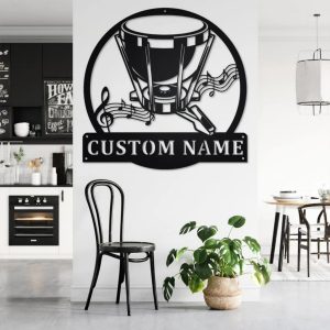 Timpani Drum Metal Art Personalized Metal Name Sign Music Room Decor Gifts for Drum Lover 3