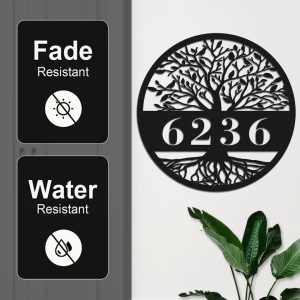 Tree of Life Personalized Metal Sign Custom Address Sign Wall Hanging Metal Wall Art Home Decor for Front Door Porch Yard 4