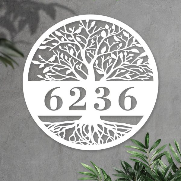 Tree of Life Personalized Metal Sign Custom Address Sign Wall Hanging Metal Wall Art Home Decor for Front Door Porch Yard