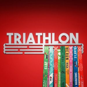 Triathlon Medal Hanger Display Wall Rack Frame With 12 Hooks For Athlete