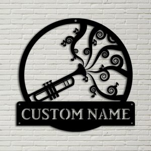 Trombone Metal Art Personalized Metal Name Signs Music Room Decor Gift for Trumpet Lover 1
