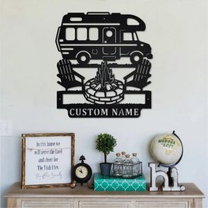 Truck Camper Metal Signs Personalized Metal Name Sign Camping Campfire Art Decor Home Outdoor 2