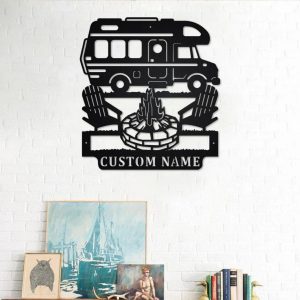 Truck Camper Metal Signs Personalized Metal Name Sign Camping Campfire Art Decor Home Outdoor