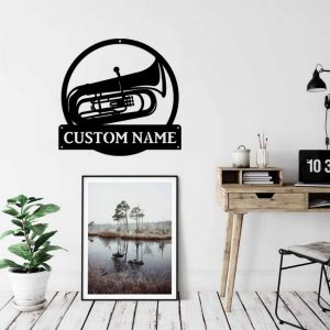 Tuba Musical Instrument Metal Art Personalized Metal Name Signs Music Room Decor Gift for Tuba Lover