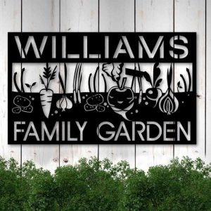Vegetables Custom Name Family Garden Metal Sign