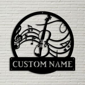 Violin Metal Art Personalized Metal Name Signs Music Room Decor Gift for Violin Lover
