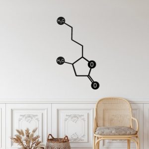 Whiskey Molecule Metal Wall Art Laser Cut Metal Sign Biology Chemistry Art Decor for Room