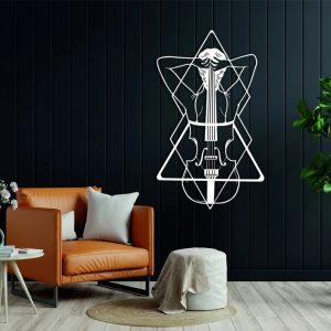 Women and Violin Metal Art Laser Cut Metal Sign Abstract Decor for Room